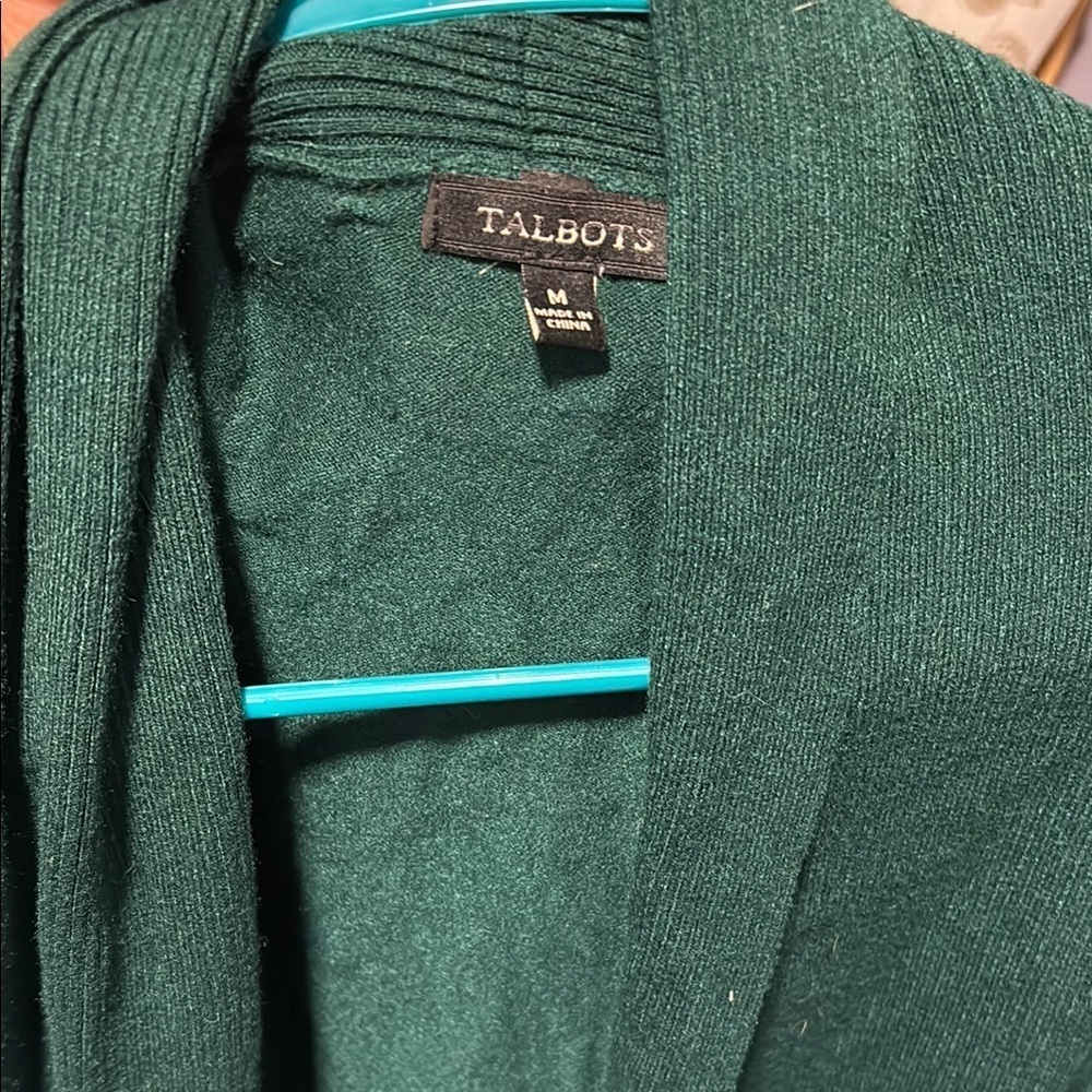 Talbots SOFT Dark Green Open Front Cardigan - Picture 3 of 3